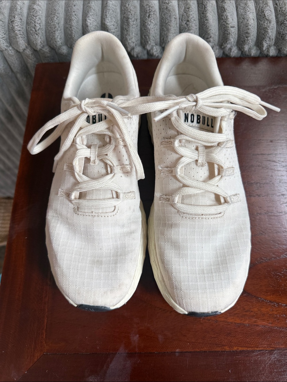 NOBULL Cream Lace-Up Lightweight Trainers